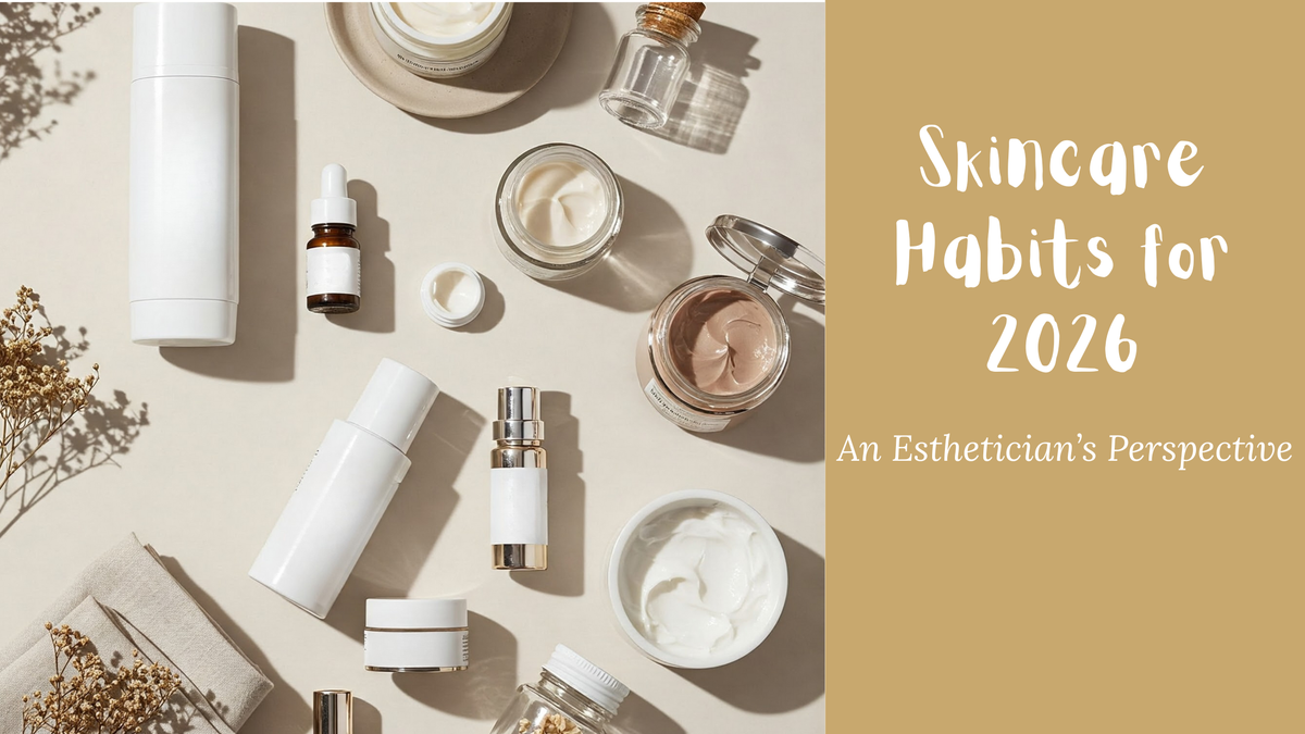 skincare products on a white table 
