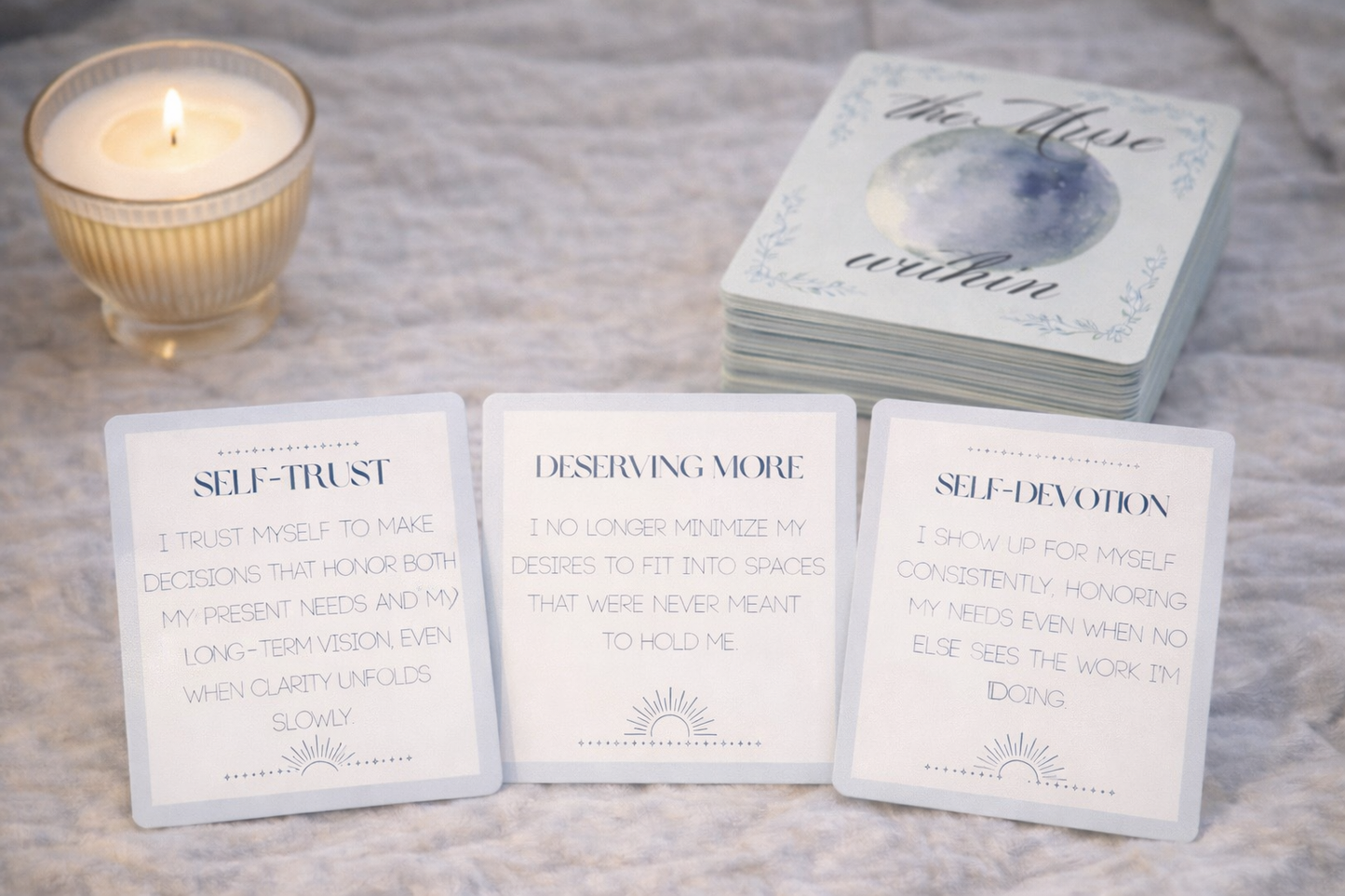 The Muse Within – Inner Knowing & Intuition Ritual Deck | 36 Blue Affirmation Cards