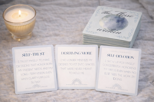 The Muse Within – Inner Knowing & Intuition Ritual Deck | 36 Blue Affirmation Cards