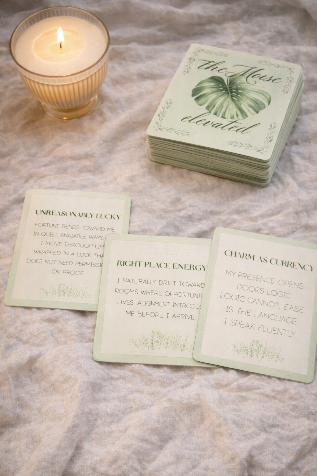 The Muse Elevated –The Art of Guided Alignment | 36 Green Affirmation Cards