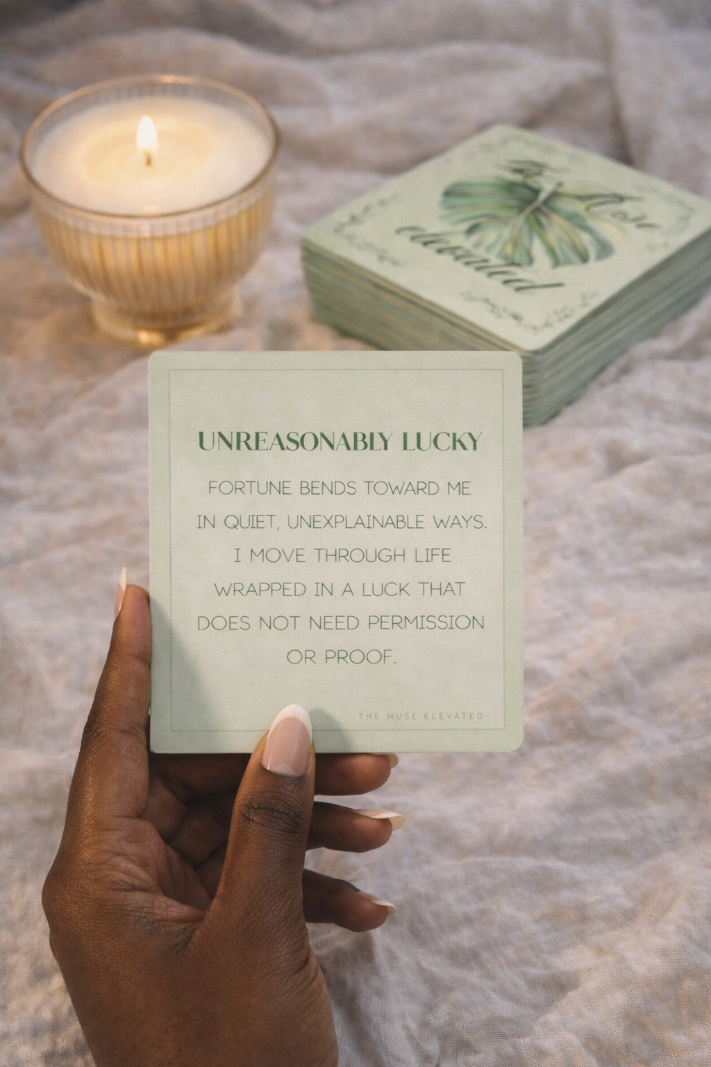 The Muse Elevated –The Art of Guided Alignment | 36 Green Affirmation Cards